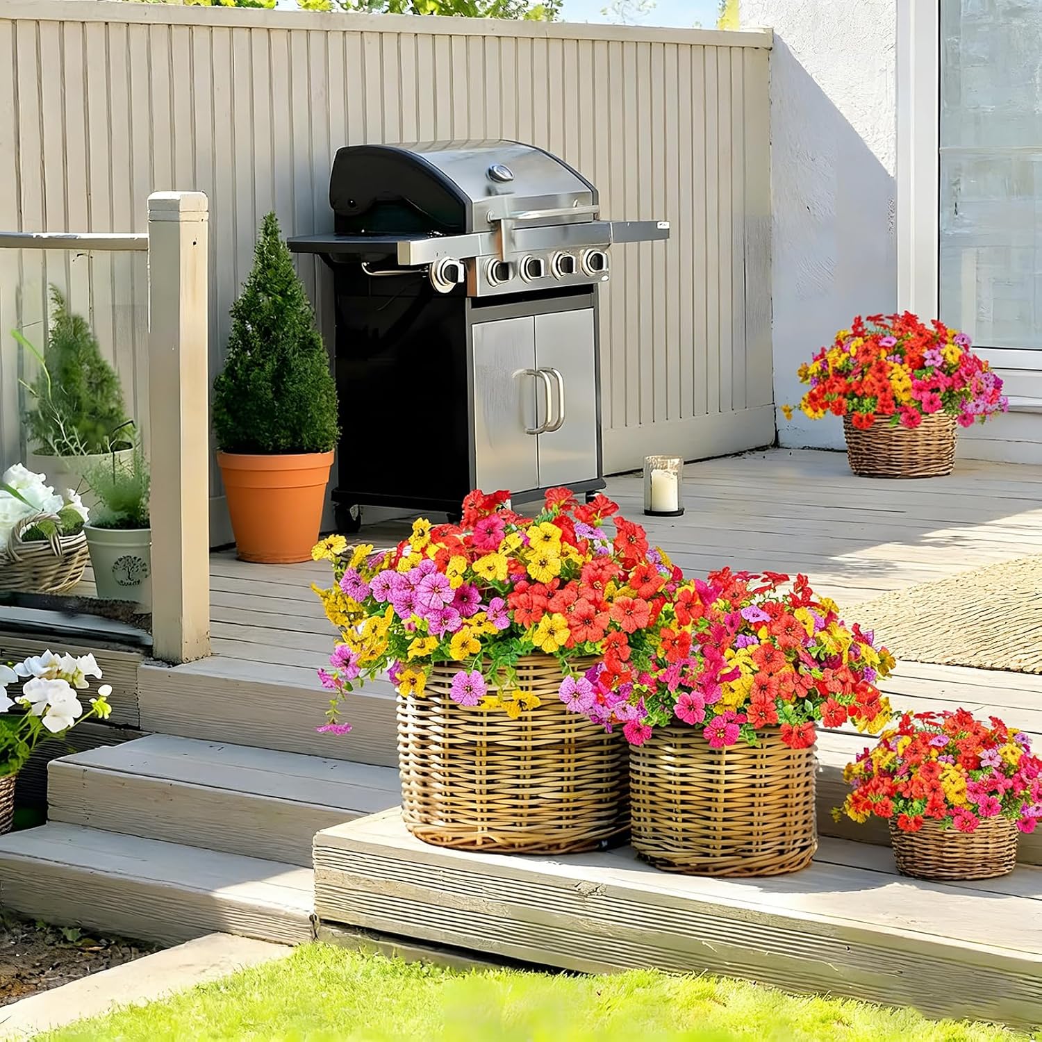 Artificial Outdoor Flowers - 12 Bundles, UV Resistant - Image 6