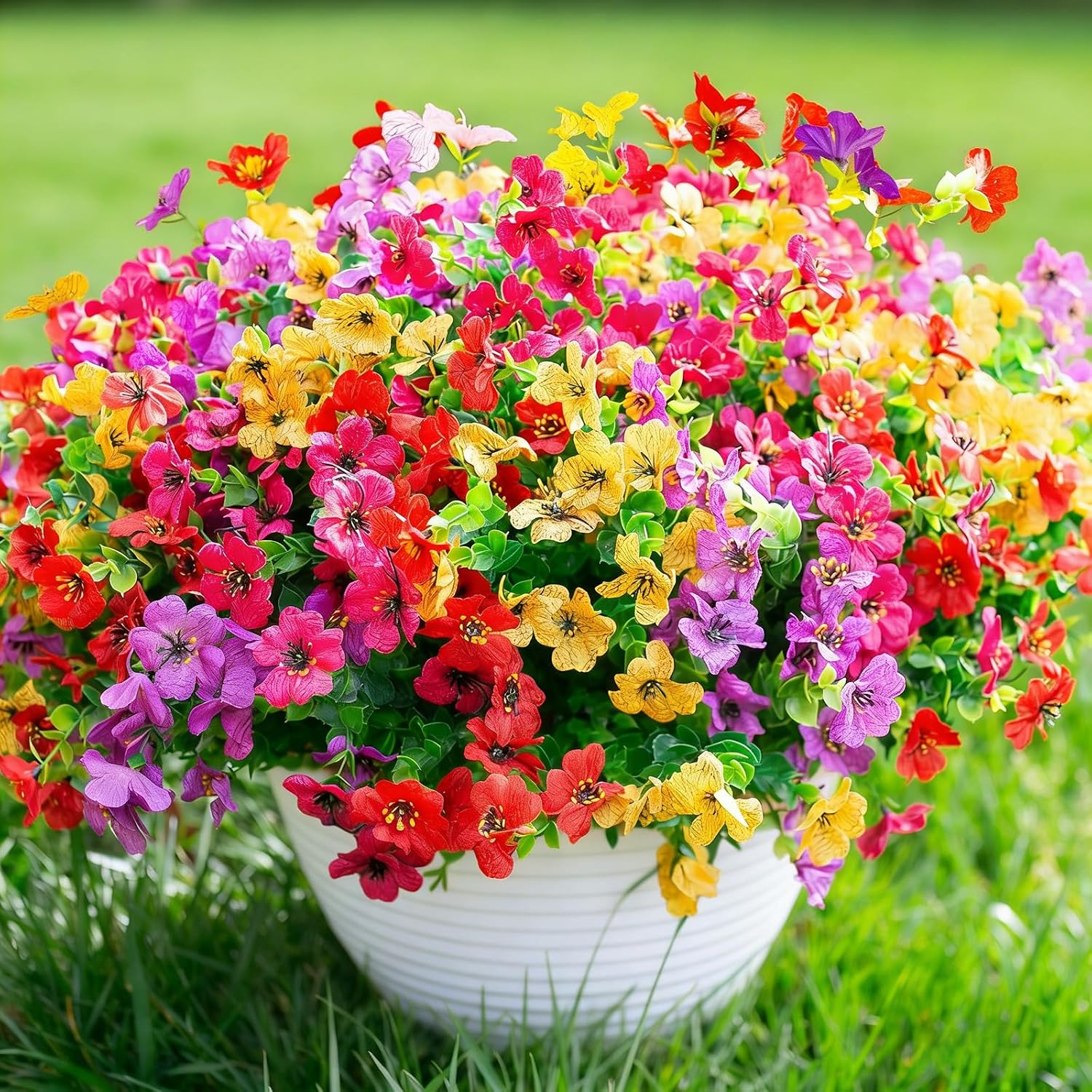 Artificial Outdoor Flowers - 12 Bundles, UV Resistant